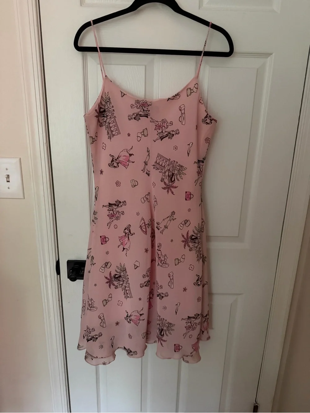 Vintage y2k Women's Pink Printed Slip Dress Knee length